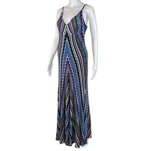 Vintage Y2K Cache Knit Multicolored Maxi Festival Boho Summer Sundress Dress (M)
